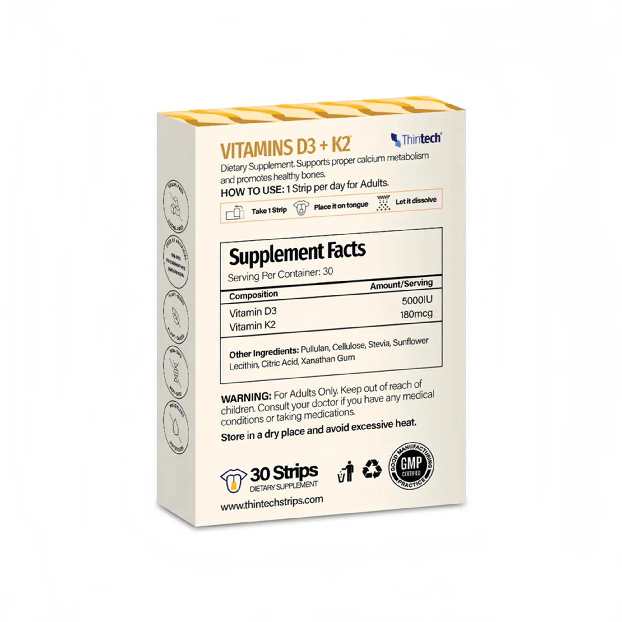 Thintech  D3+K2 30 Oral Strips