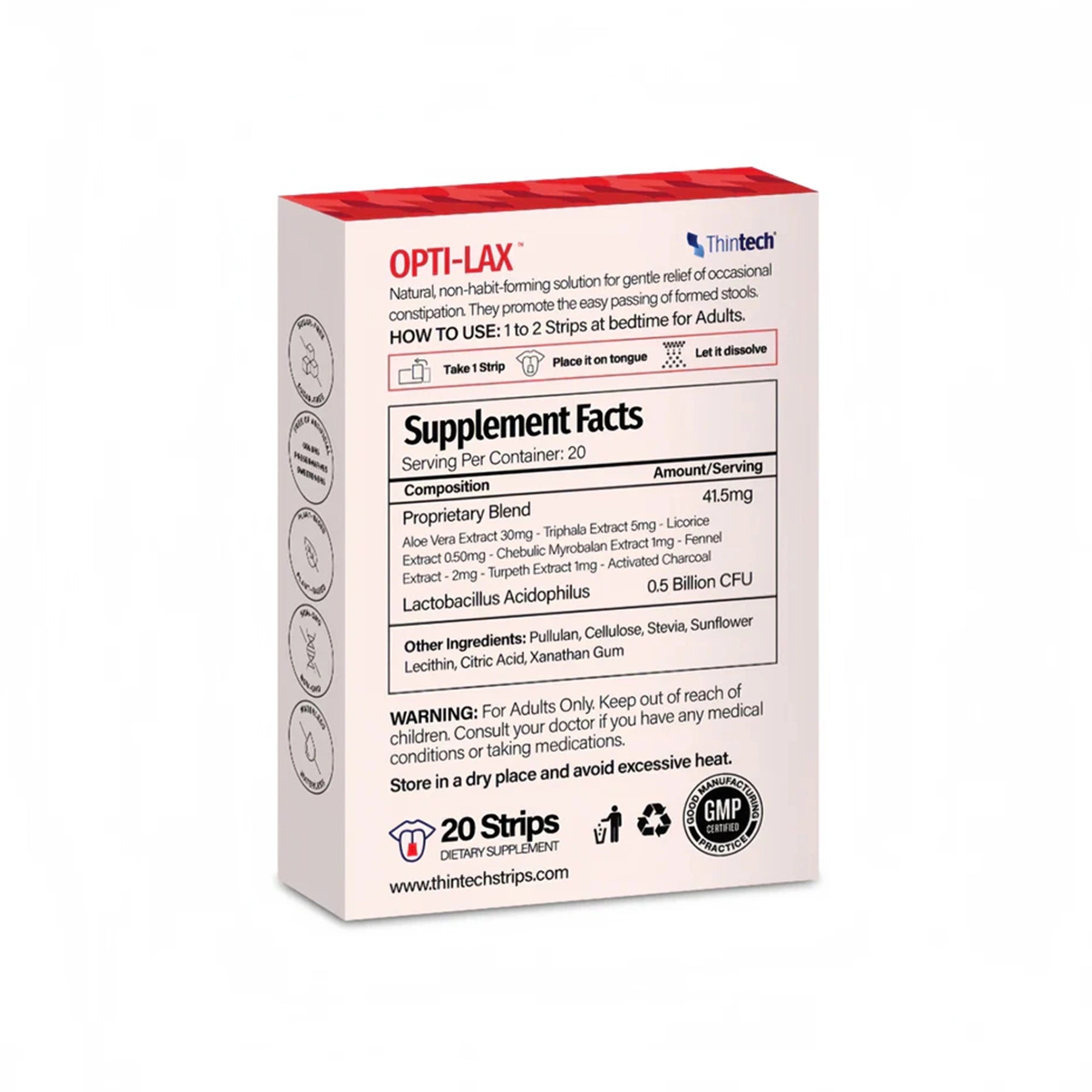 Thintech Opti-lax 10 Oral Strips