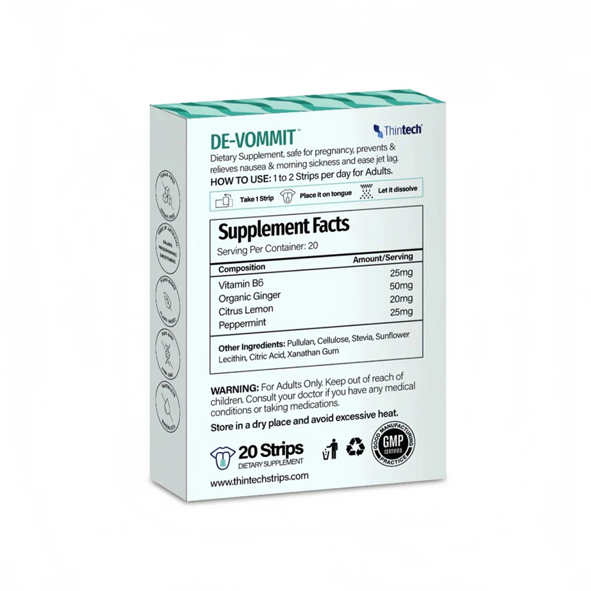 Thintech De-vomit 10 Oral Strips