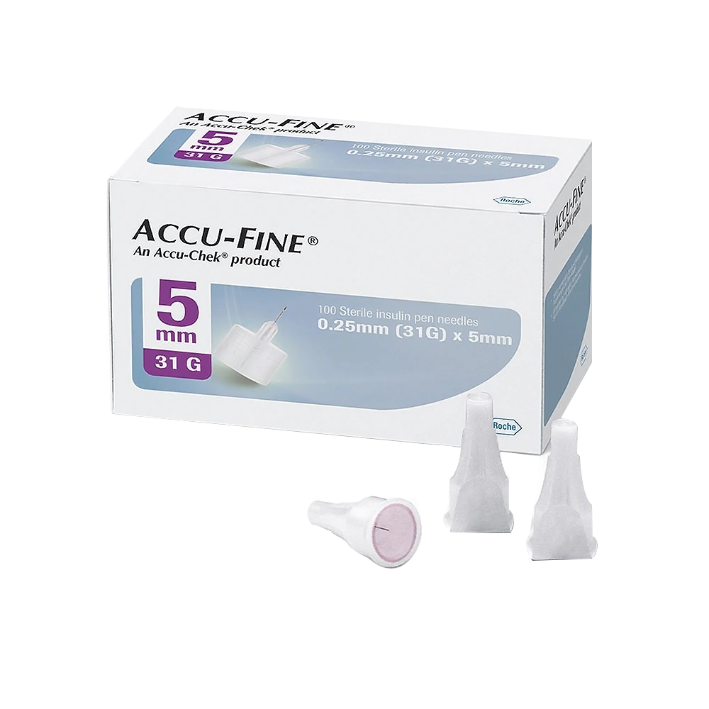 Accu Fine 0.25 mm Pain-Free Insulin Needles, 100 Pack