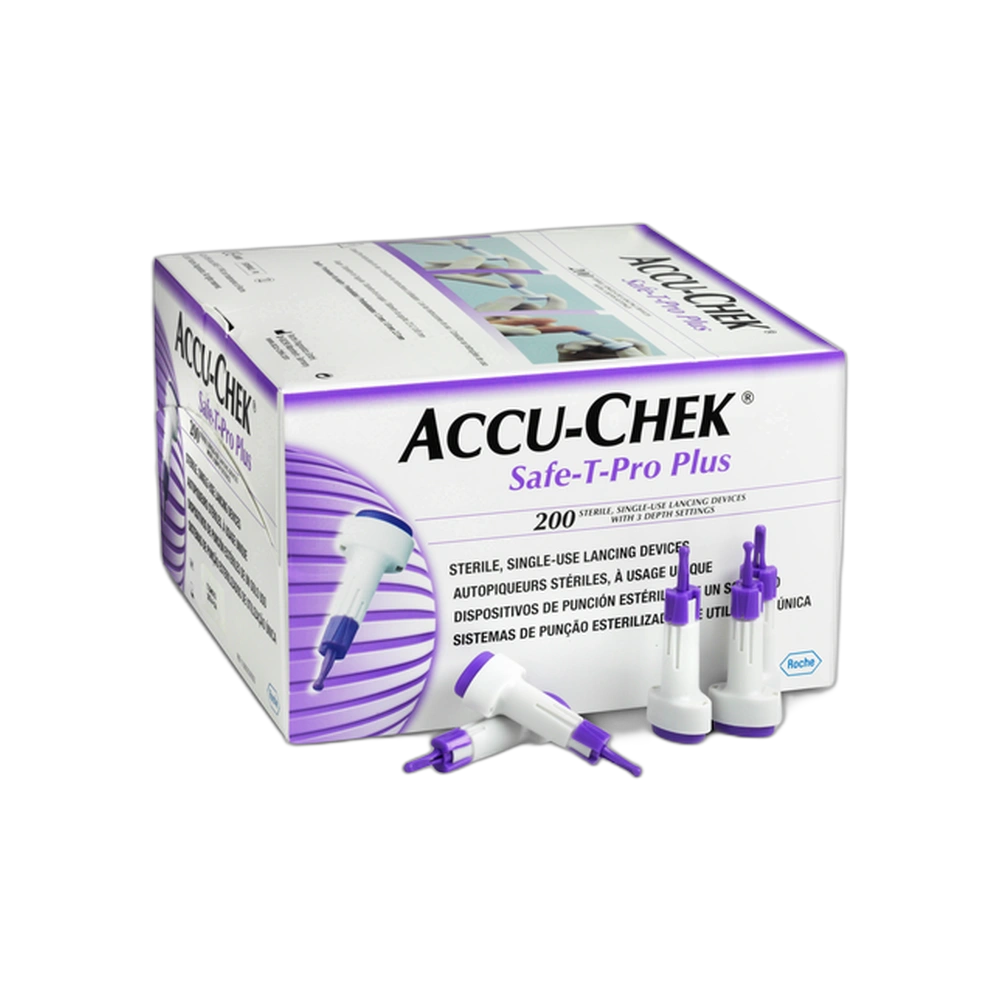 Accu Chek Safe T Pro Plus - Easy & Safe Blood Lancets, 200pcs