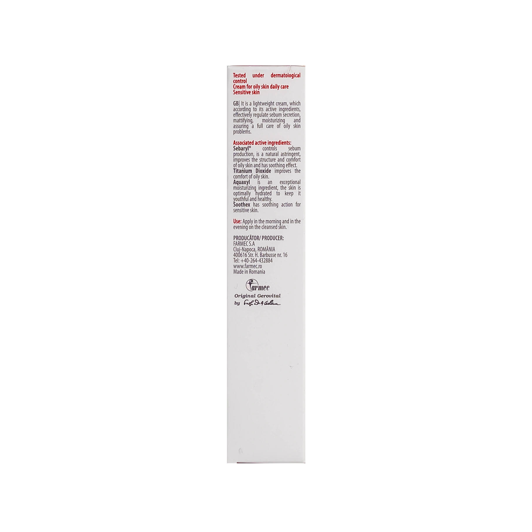 Gerovital H3 Derma Mattifying Moisturizing Emulsion Cream 50Ml