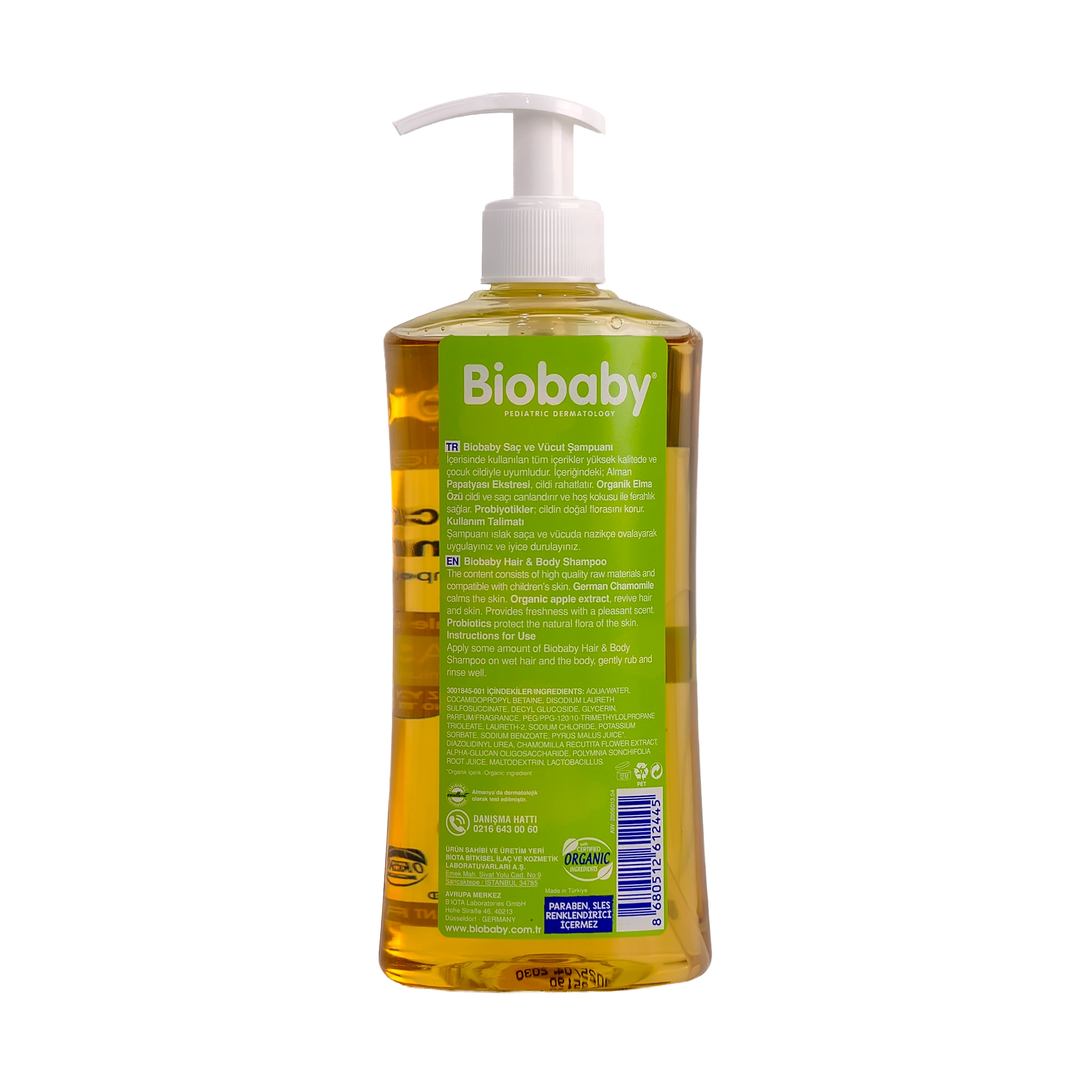 Biobaby Hair & Body Shampoo Ultra Hassas No Tears 500Ml