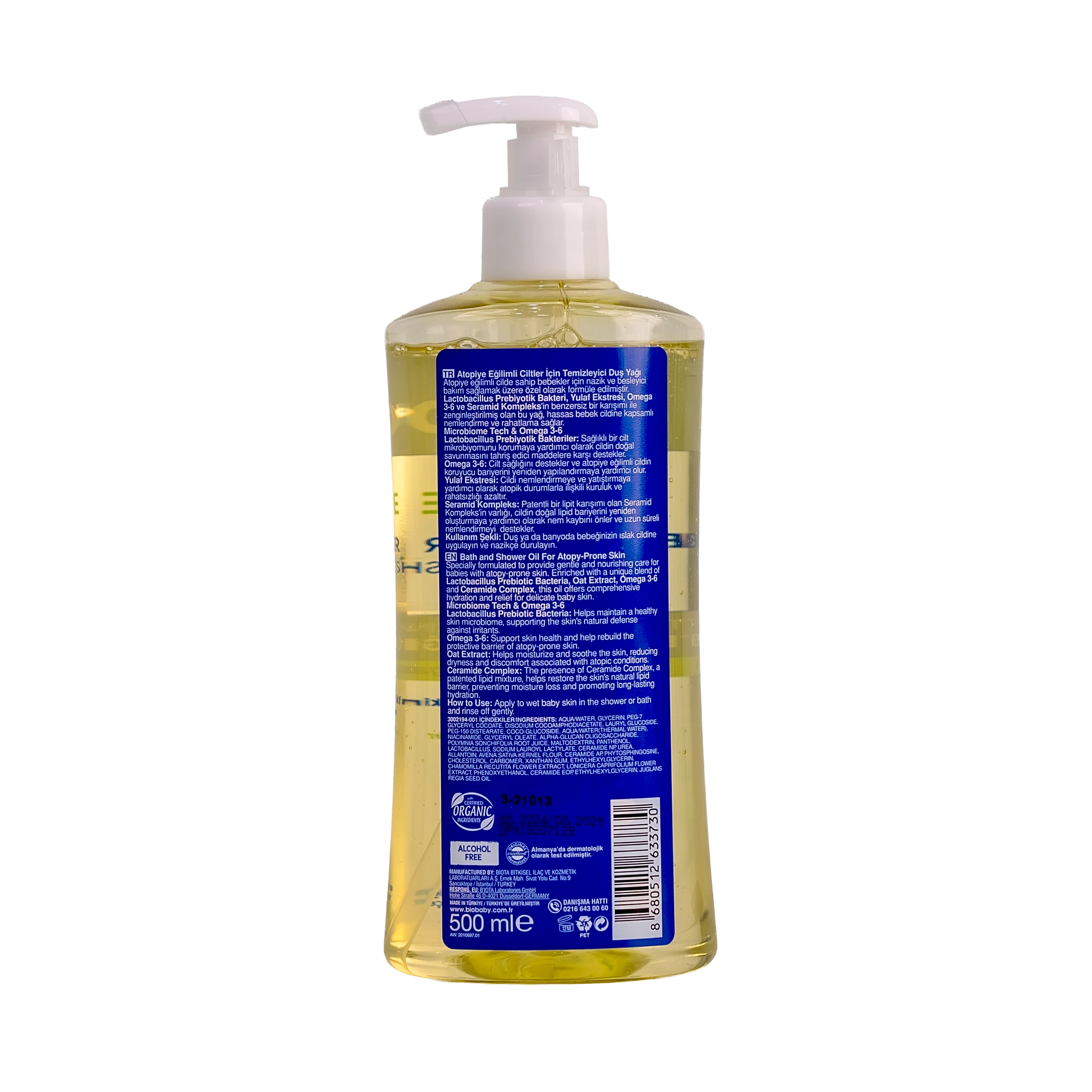 Biobaby Atocare Bath & Shower Oil Very Dry & Sensitive Skin 500Ml
