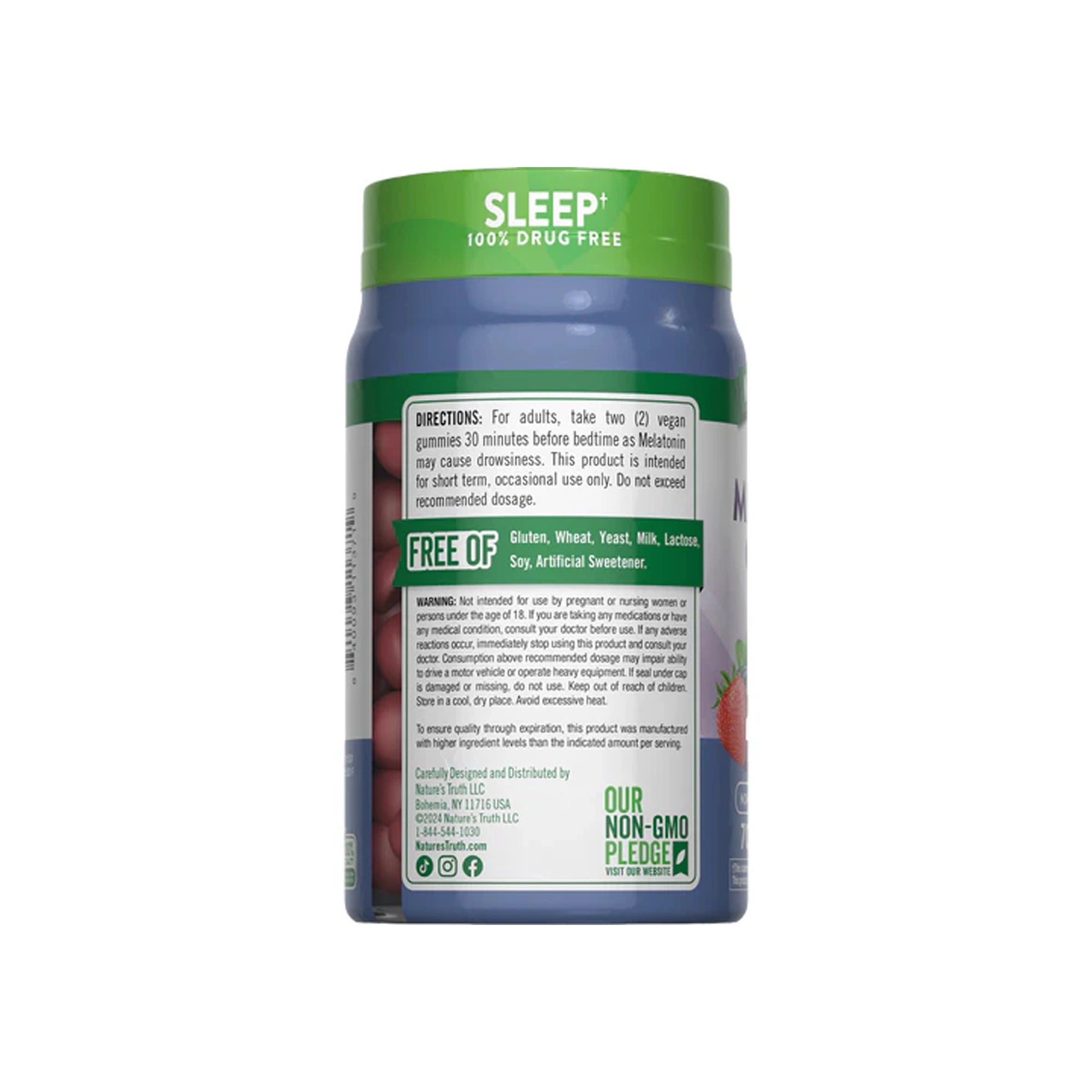 ناتشرز تروث ميلاتونين 10 مجم بالقوة المضاعفة 70 حلوى نباتية بنكهة التوت   