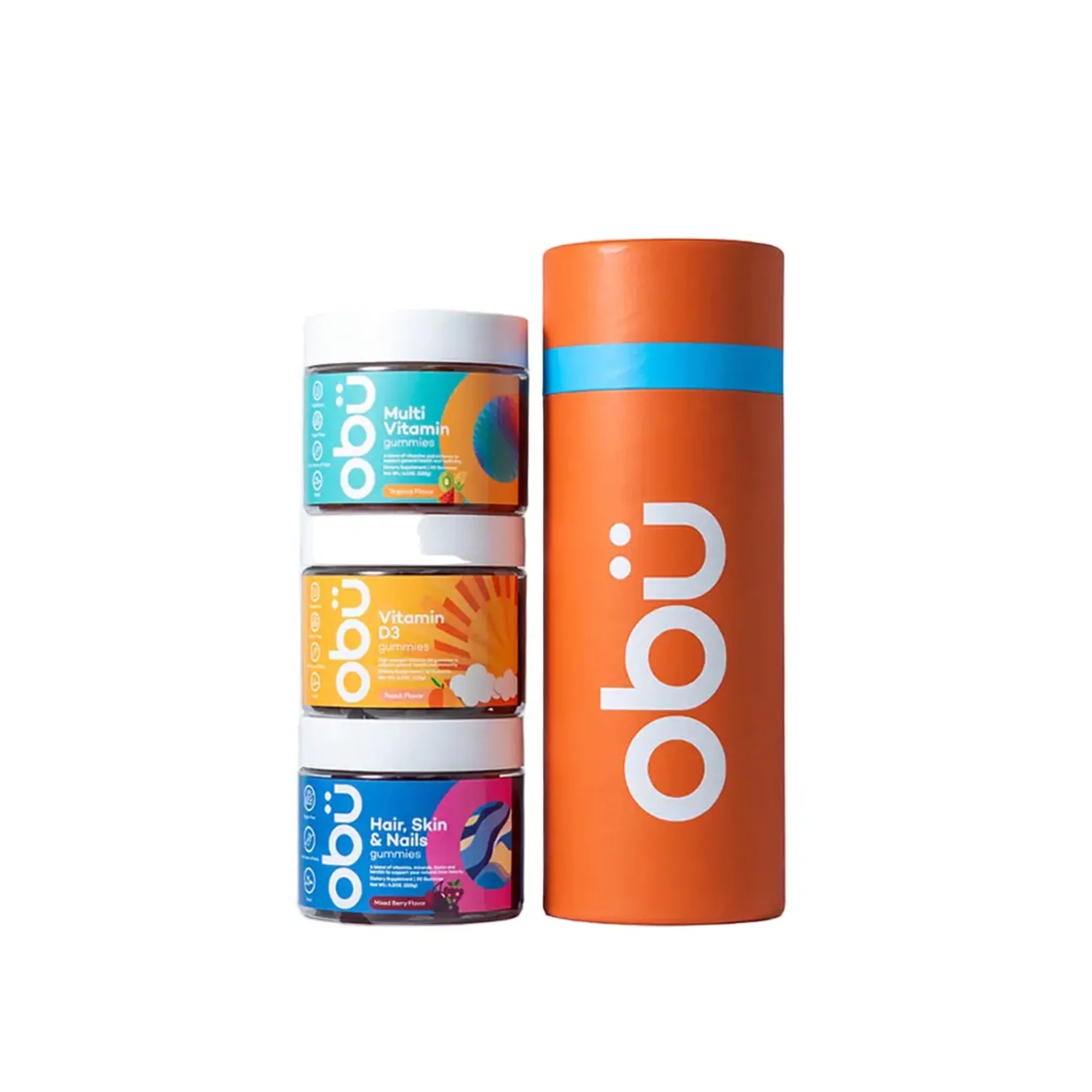 Obu Travel Kit 2- Adult Multivitamin/ Vitamin D / Hair Skin Nails ALL 30Gummies