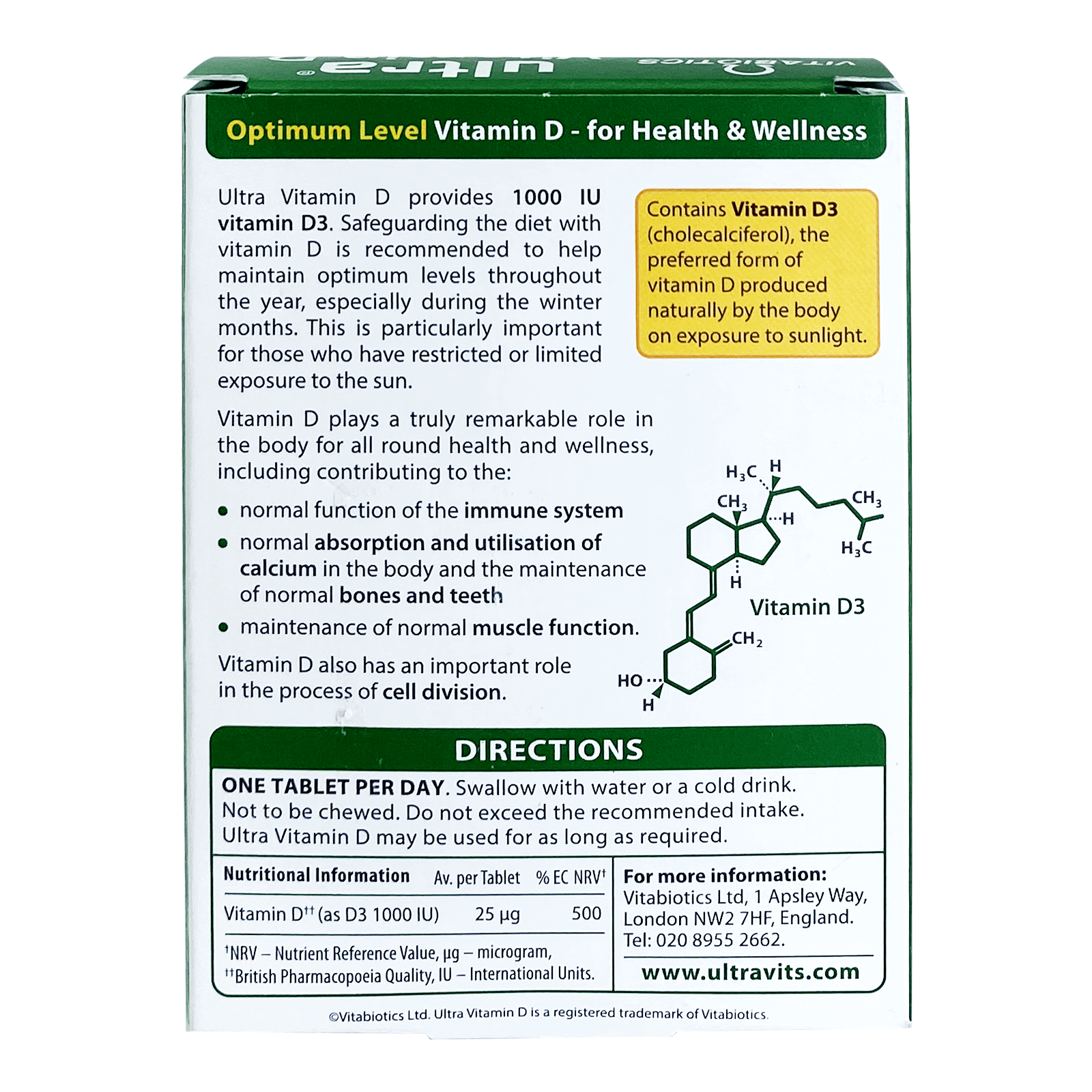 Ultra D3 Vitamin D3 1000 IU tab 96's
