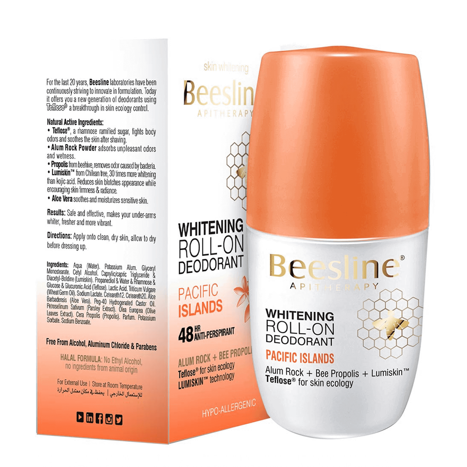 Beesline Whitening Deodorant Roll Pacific Islands 50ml