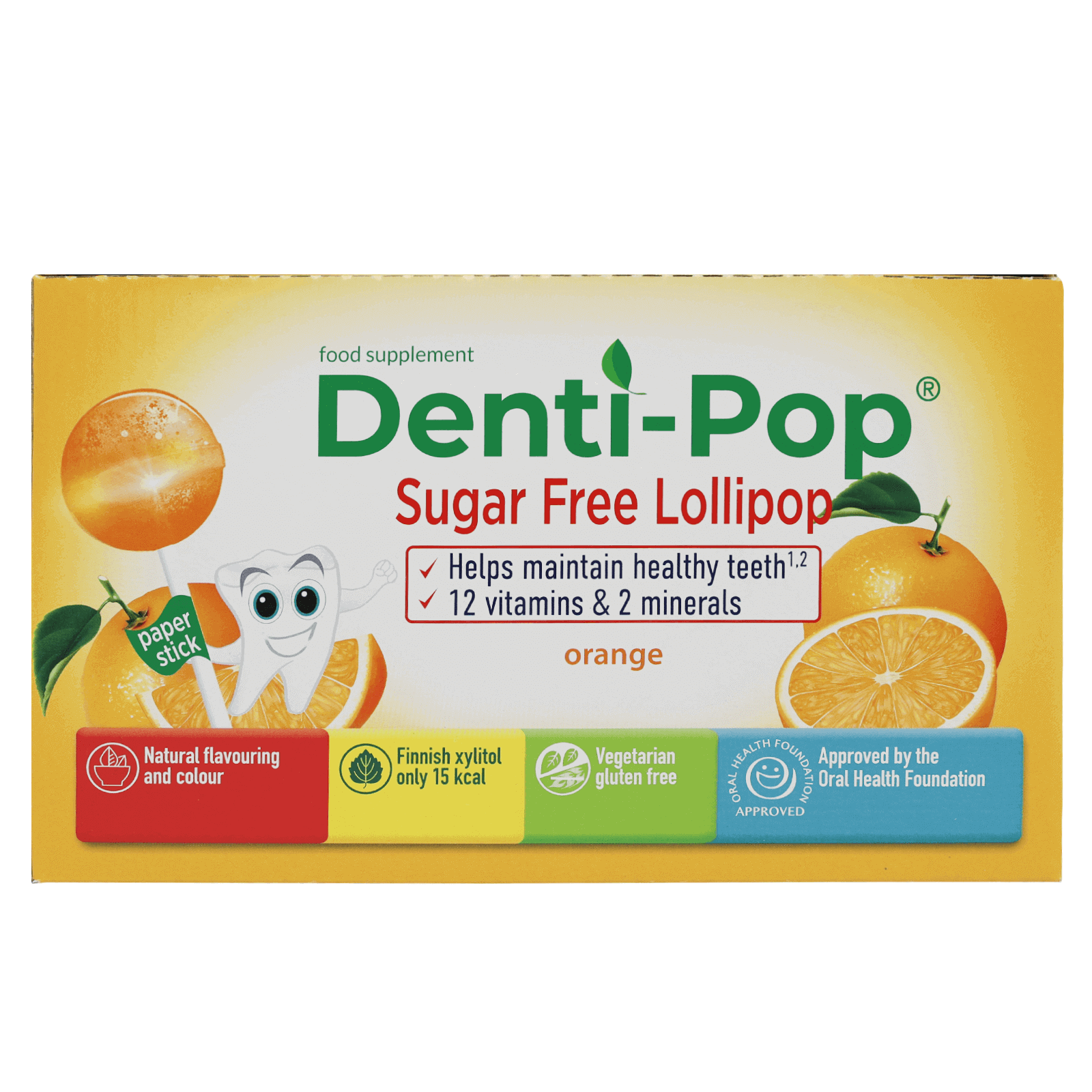 Denti Pop 12 Vitamins And 2 Minerals Orange Lollipop 40 pcs