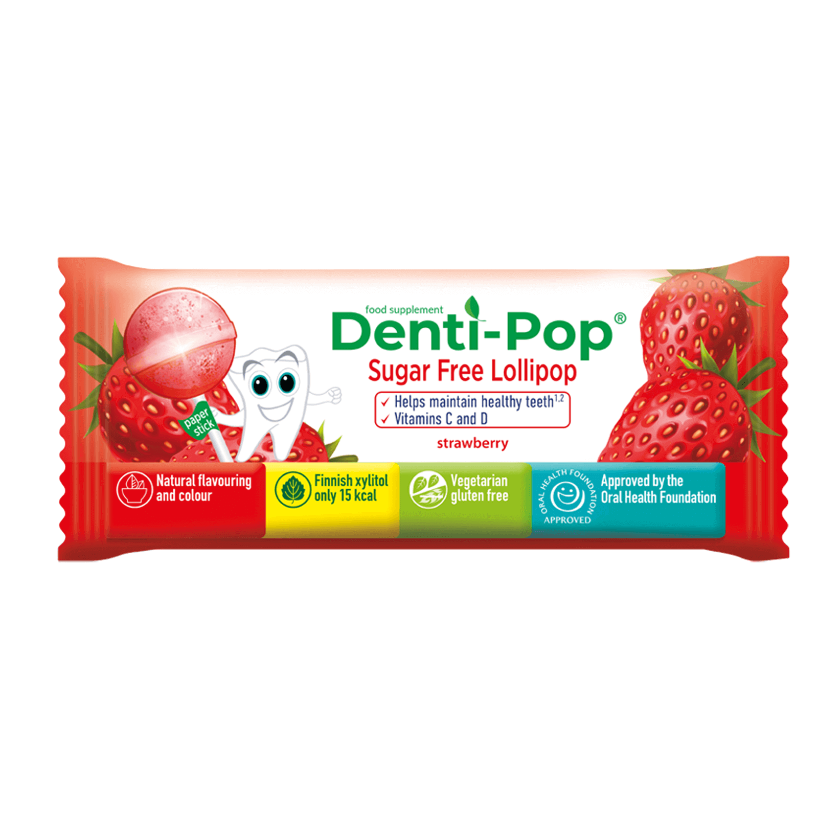 Denti Pop C And D Vitamins Strawberry Lollipop 40 pcs
