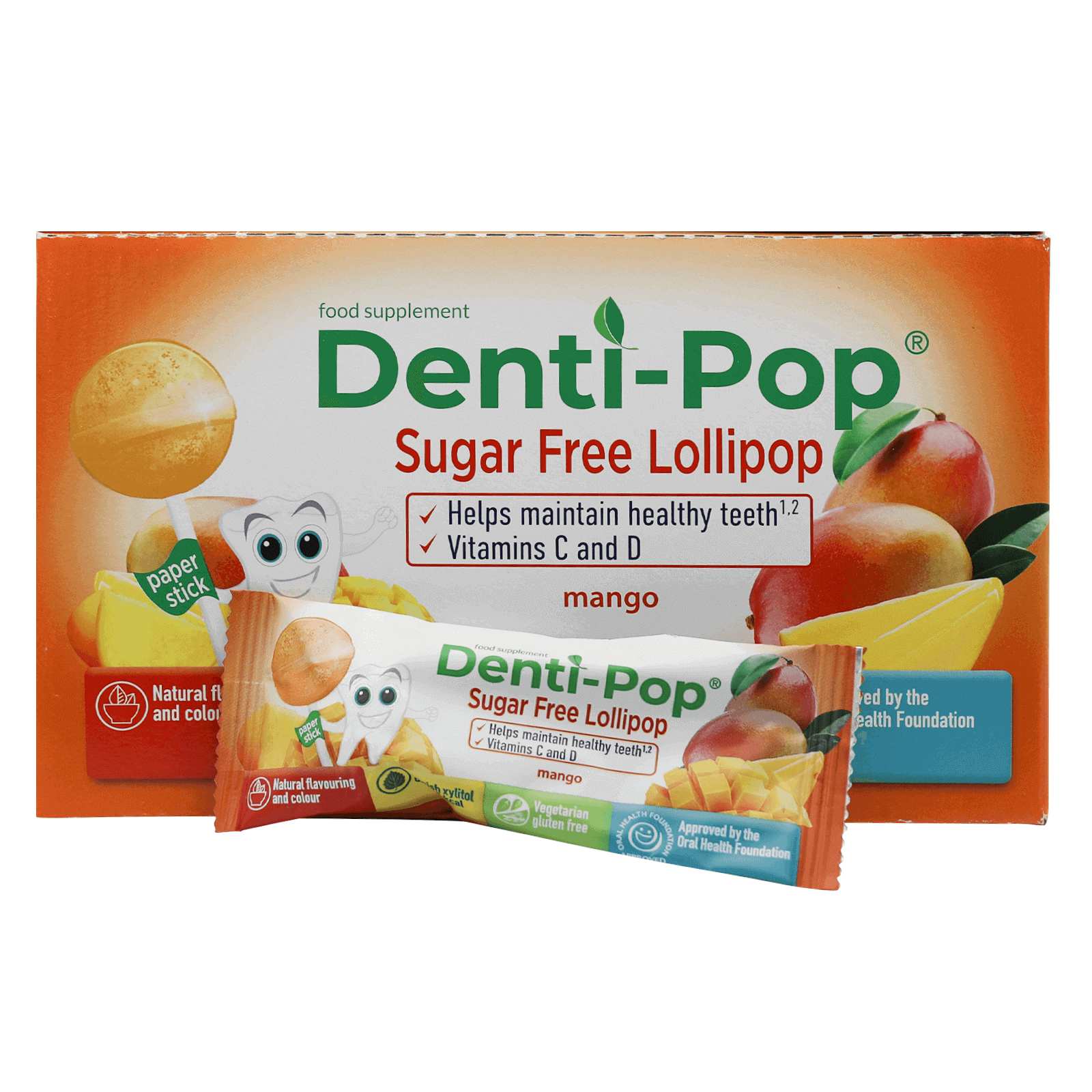 Denti Pop C And D Vitamins Mango Lollipop 40 pcs