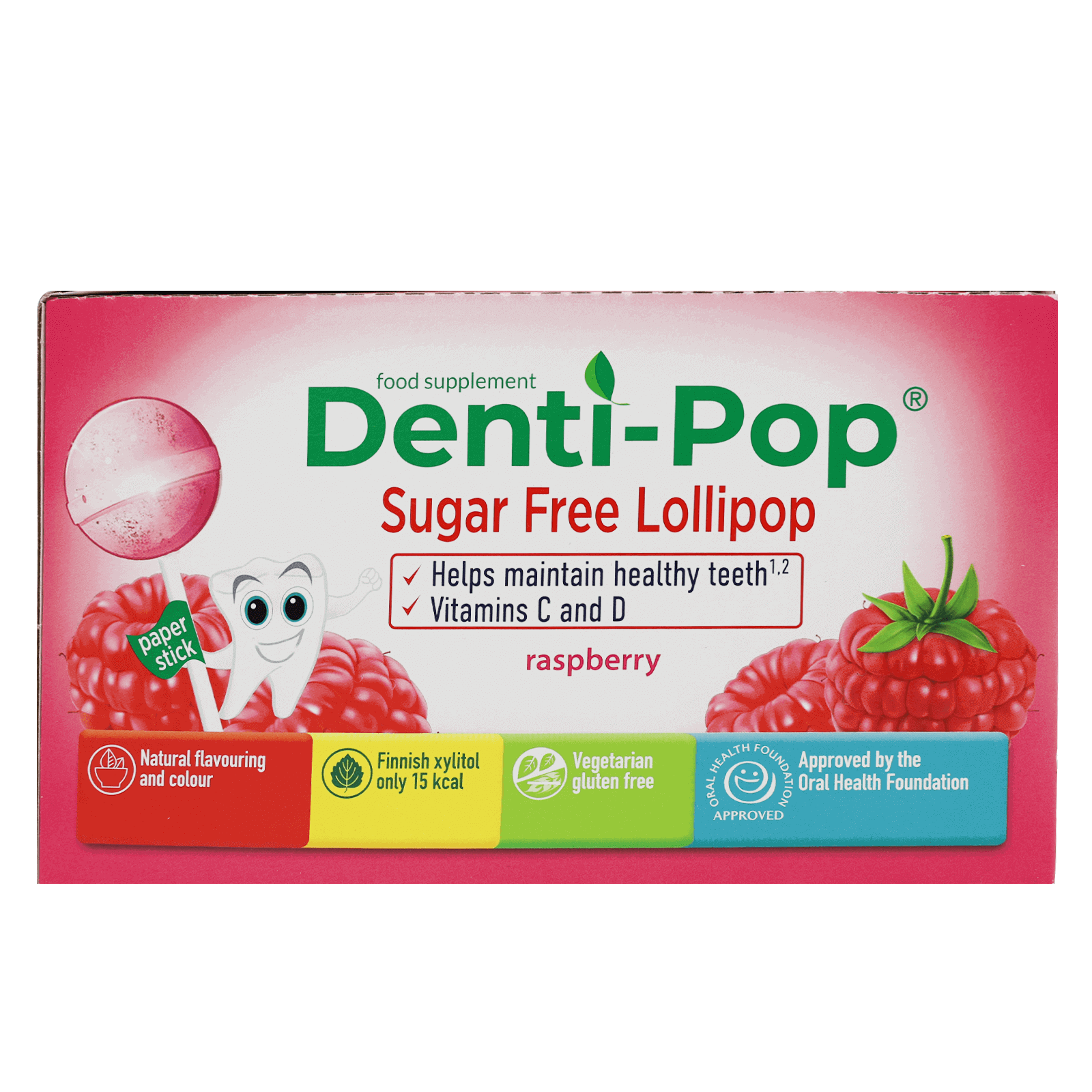 Denti Pop C And D Vitamins Raspberry Lollipop 40 pcs