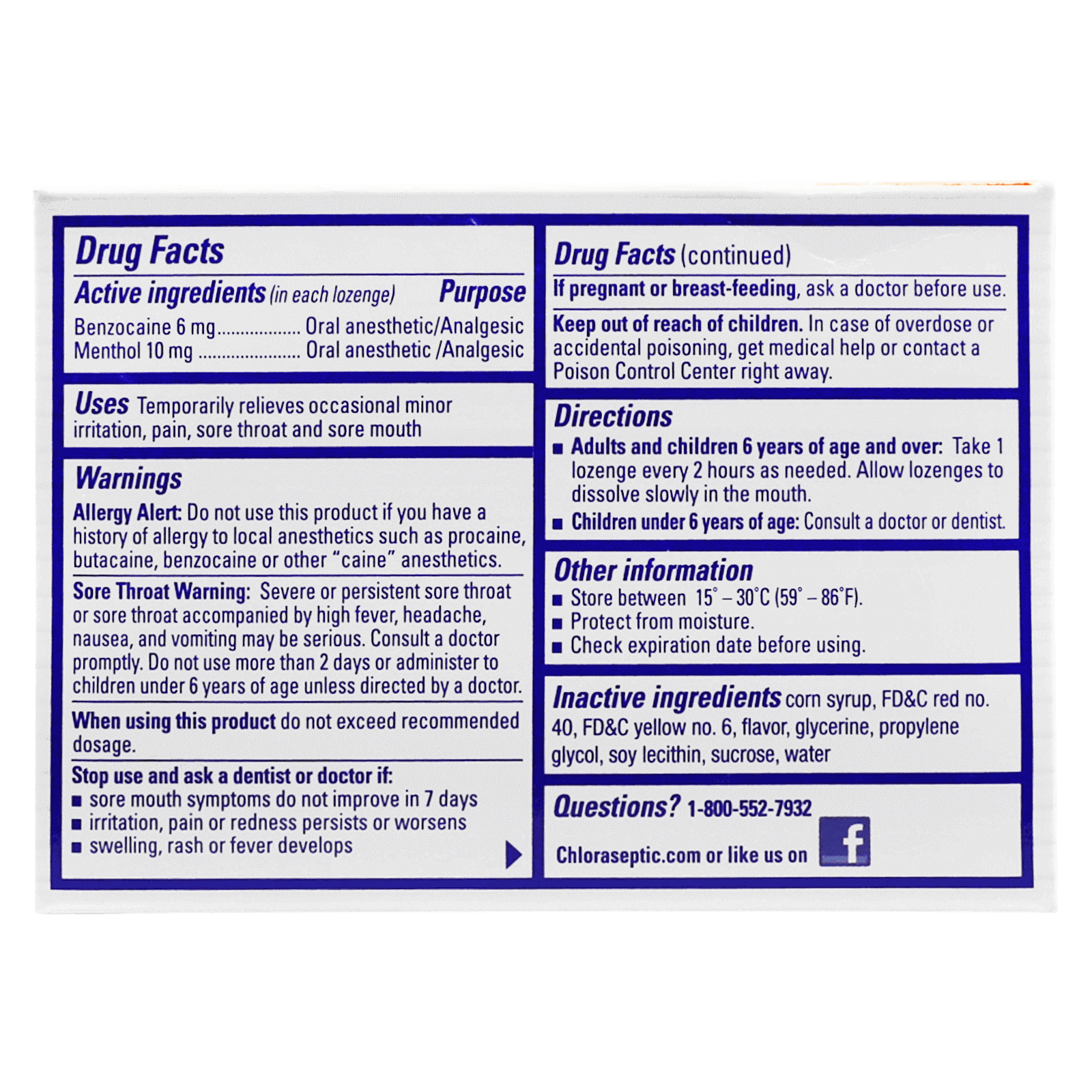 Chloraseptic Honey Lemon Lozenges 18's for sore throat