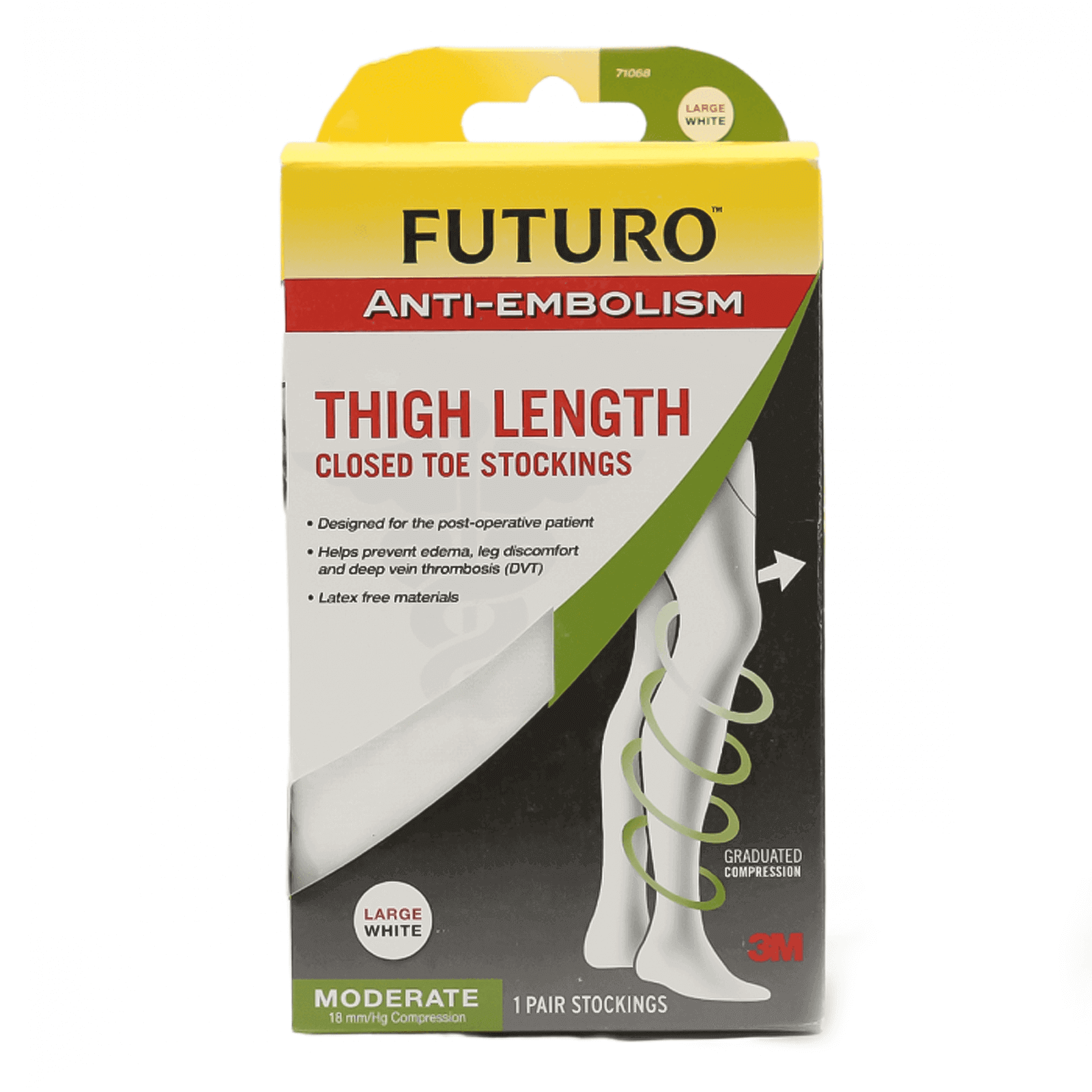 Futuro Anti-Embolism Stockings Thigh Length White Large Regular