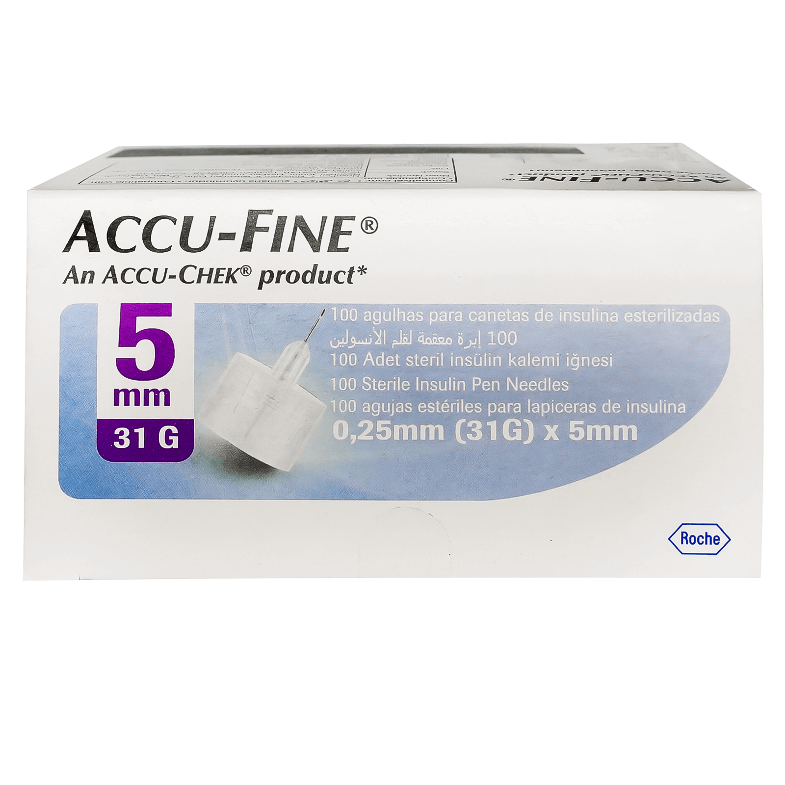 Accu Fine 0.25 mm Pain-Free Insulin Needles, 100 Pack