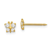 Inverness 848E Butterfly With CZ Earrings 14KT