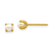Inverness 71E GP Simulated Pearl Earrings 14KT 4mm