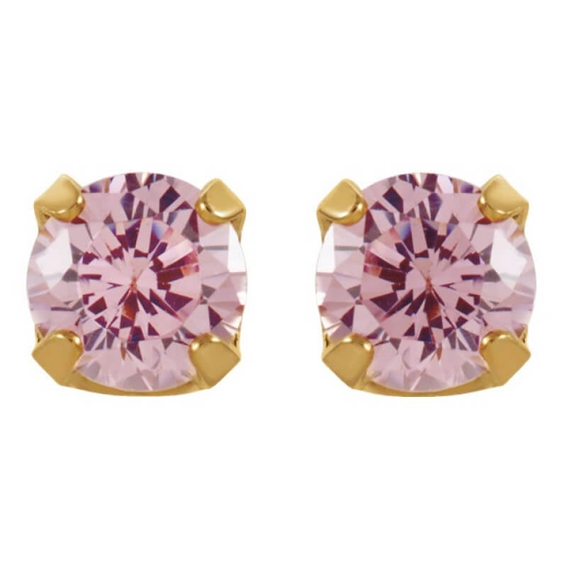 Inverness 30C Pink CZ Earrings 24KT 5mm