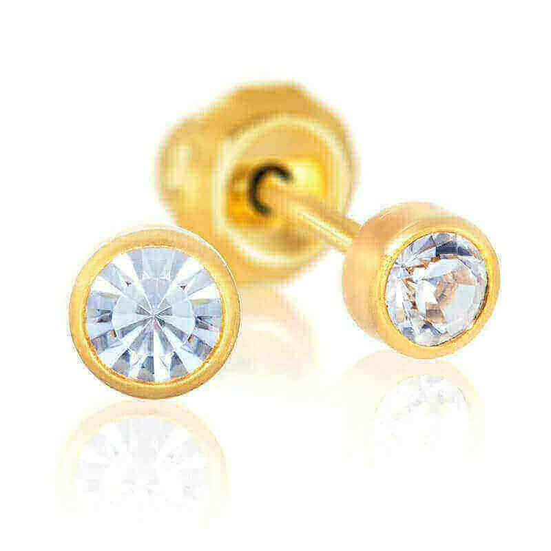 Inverness 4C GP Crystal Bezel Earrings 14KT 3mm