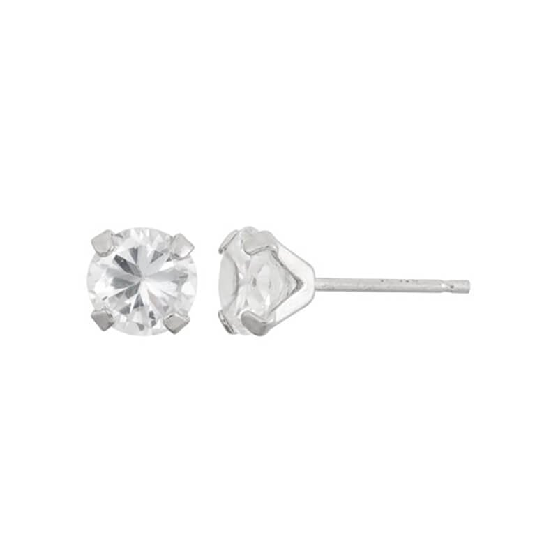 Inverness 353C Stainless Steel Clear CZ Earrings 7mm