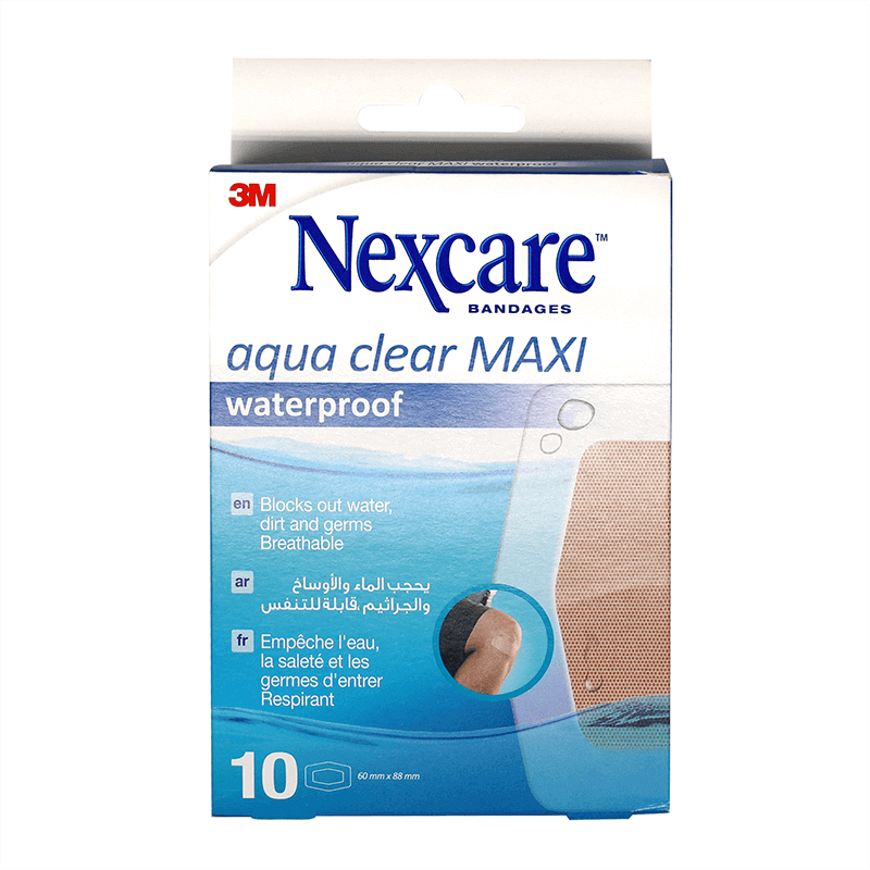 Nexcare Aqua Clear Maxi Waterproof Bandages 60*88 mm 10'S