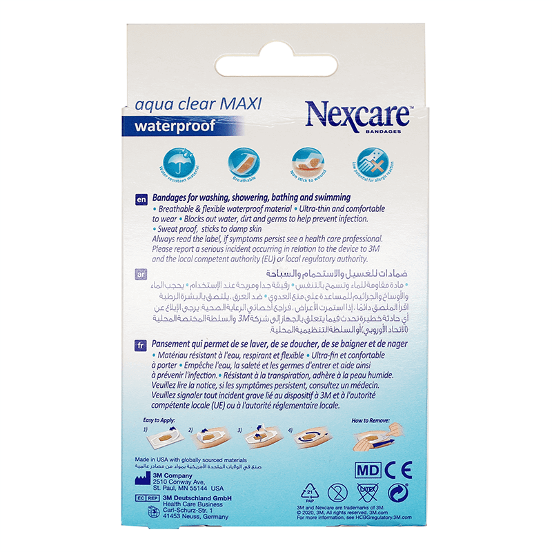 Nexcare Aqua Clear Maxi Waterproof Bandages 60*88 mm 10'S