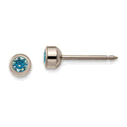 Inverness 18C Titanium Aquamarine Crystal Bezel Earrings 4mm