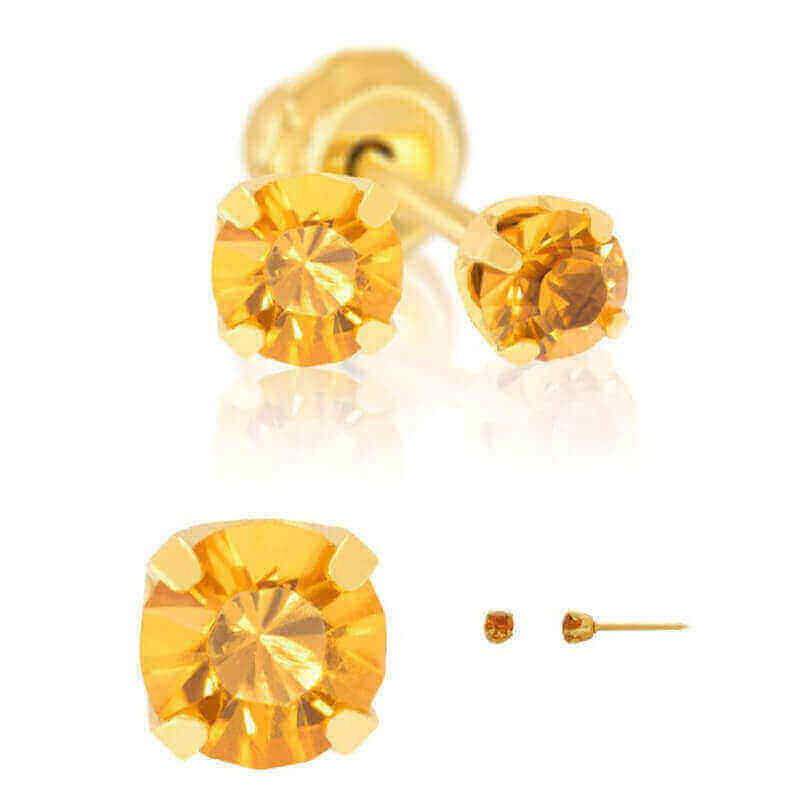 Inverness 91C Orange Crystal Earrings 24KT 3mm
