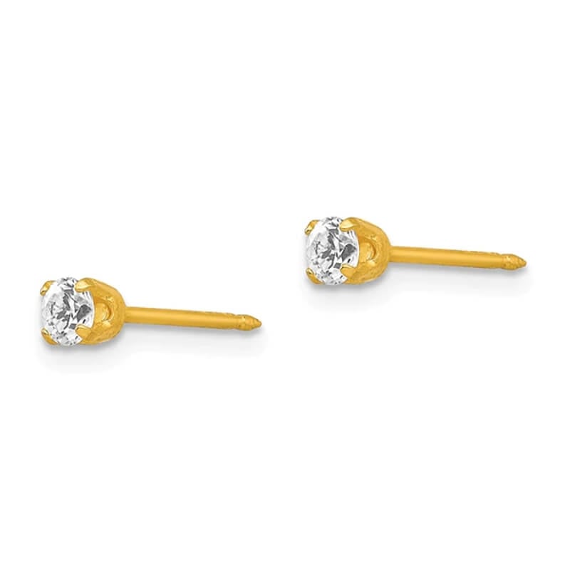 Inverness 243E GP CZ Earrings 18KT 3mm