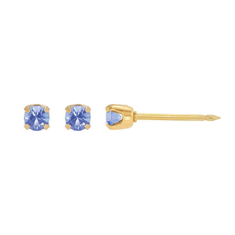 Inverness 89C Blue Crystal Earrings 24KT 3mm