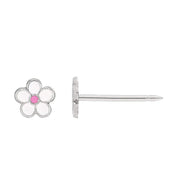 Inverness 867C White Gold Enamel Flower Earrings 14KT