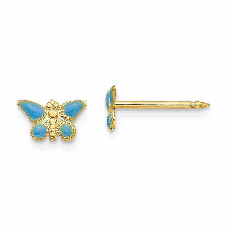 Inverness 851E Blue Butterfly Earrings 14KT