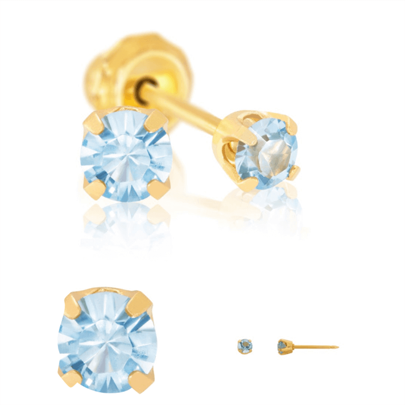 Inverness 83C Tiffany Aqua Earrings 24KT 3 mm