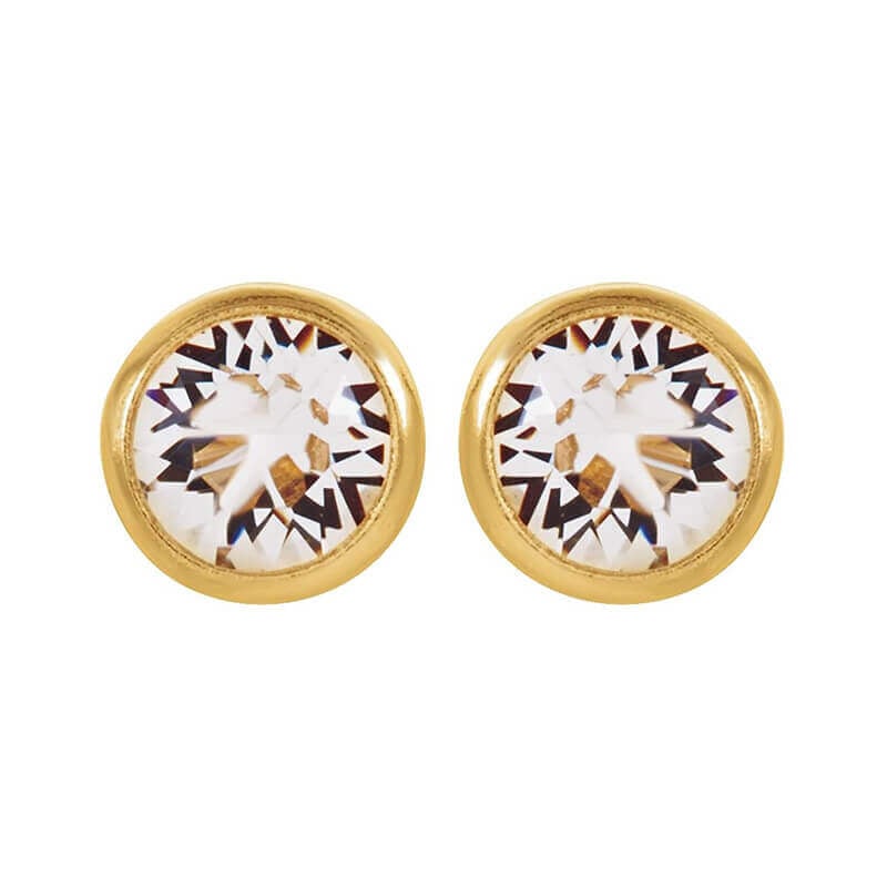 Inverness 5C GP Crystal Bezel Earrings 14KT 4mm