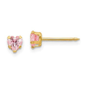 Inverness 471E Pink Heart CZ Earrings 14KT 4mm
