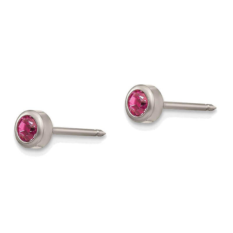Inverness 440E GP Pink Crystal Oct Bezel Earrings 14KT 4mm