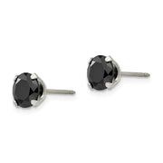 Inverness 357C Stainless Steel Black CZ Earrings 7mm