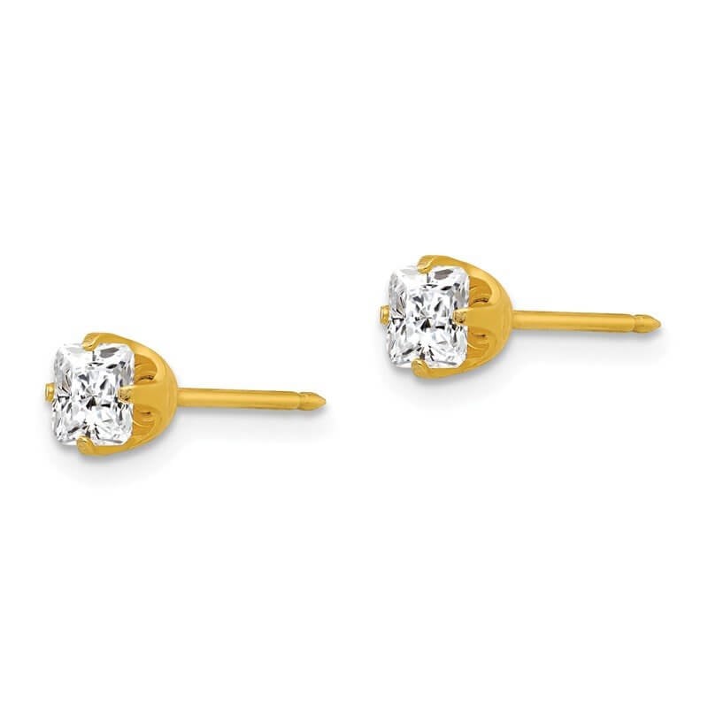 Inverness 264E GP Square CZ Earrings 14KT 5mm