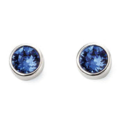 Inverness 283E White Gold Sapphire Crystal Bezel Earrings 14KT 3mm
