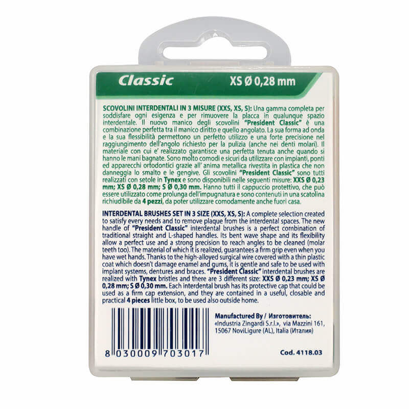 President Classic Interdental Brush XS 0.28 mm 4 Pcs