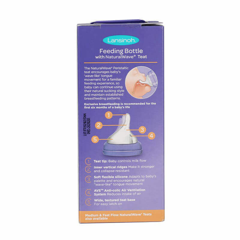 Lansinoh Feeding Bottle With Natural Wave Slow Flow 160 ml