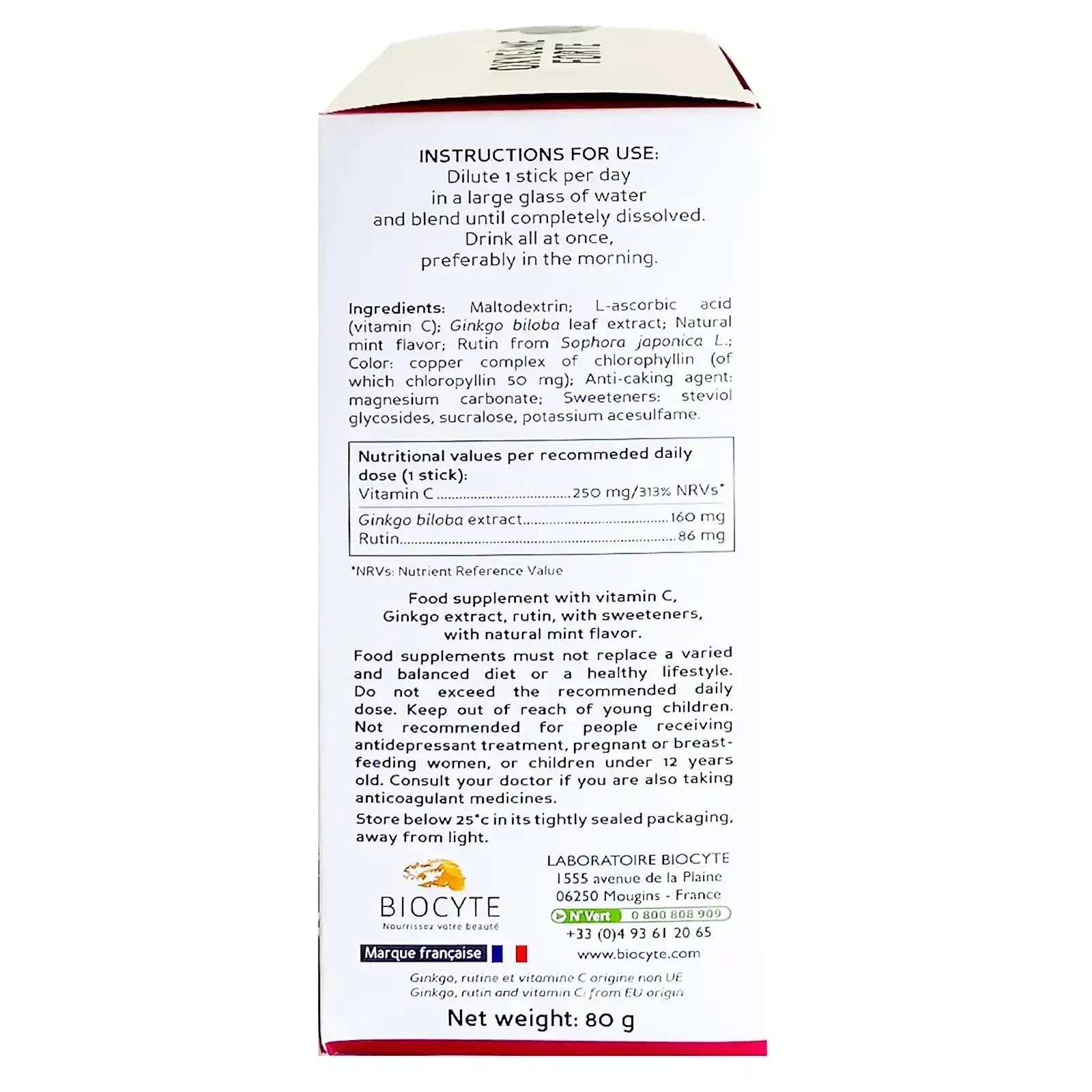 Biocyte Oxygen Forte Look 20 Sticks  anti-fatigue