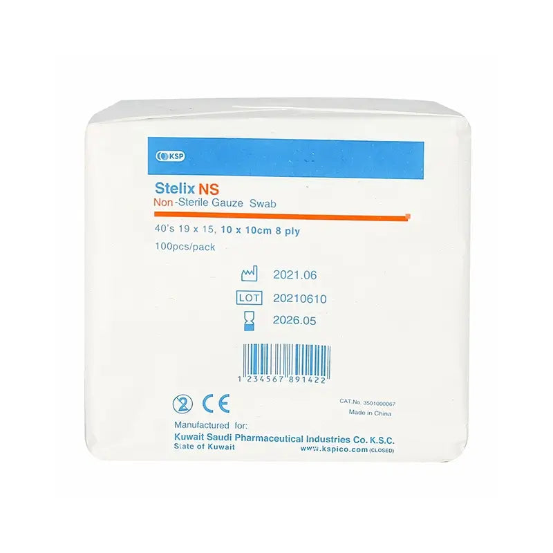 Stelix Non Sterile Gauze Swab 8Plys 10x10Cm 100'S