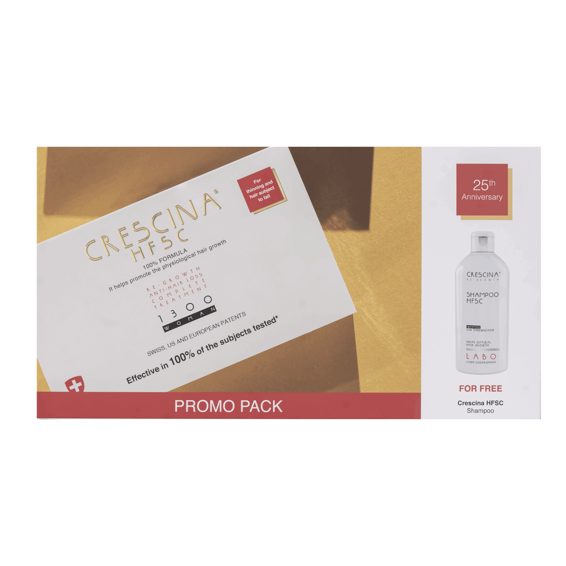 Crescina Women's Hair Regrowth Power Pack - 1300 Treatment + Shampoo Bundle
