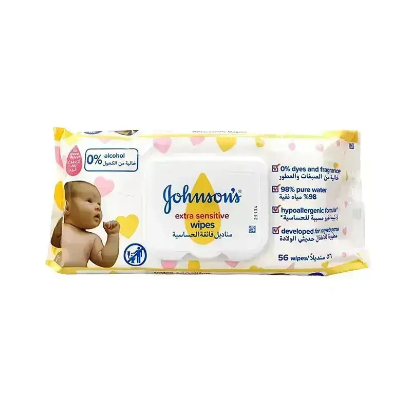 Johnson's Extra Sensitive Wipes 56'S
