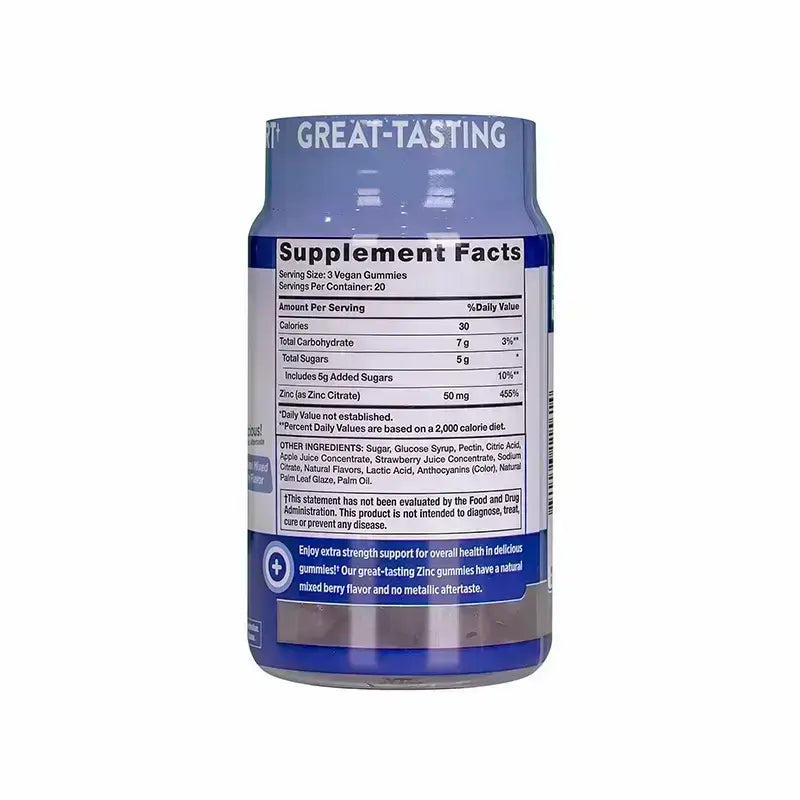 Nature's Truth Extra Strength Zinc 50 mg Mixed Berry Flavor 60 Vegan Gummies