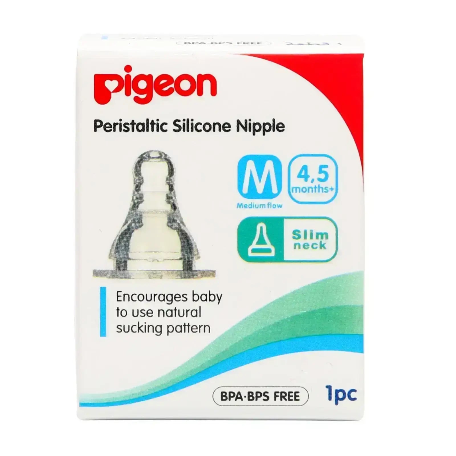 Pigeon Peristaltic Silicone Nipple 'M' 4-5 Months 1'S