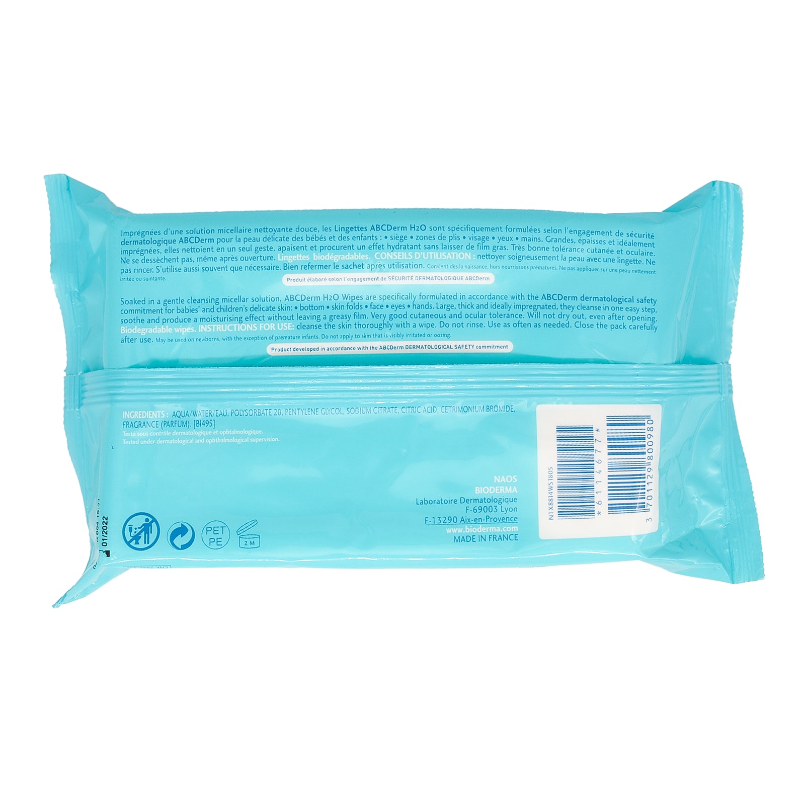 Bioderma ABC Derm H2O Wipes 60'S for skin cleaning