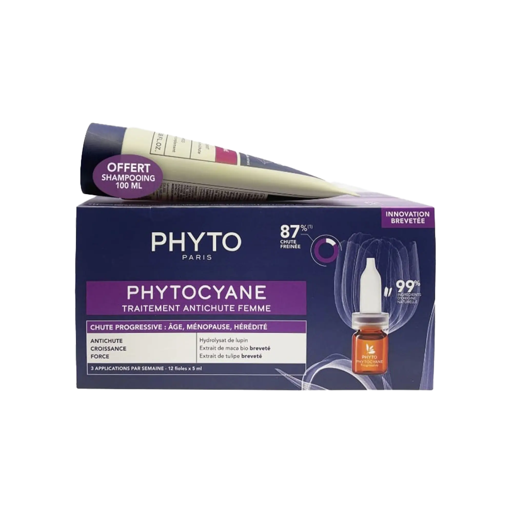Phyto Phytocyane Progressive Ampoules For Woman + Shampoo 100 ml Free
