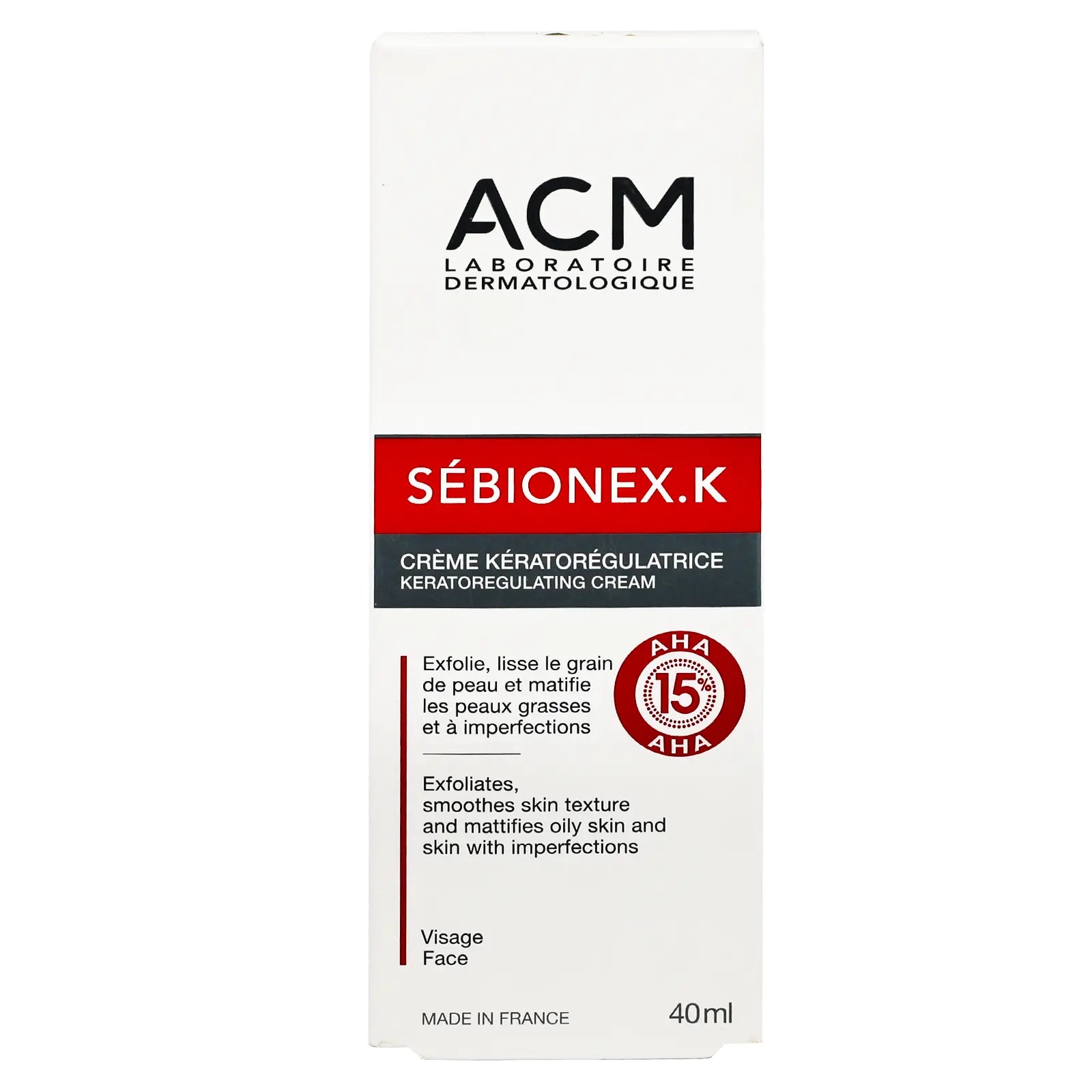 ACM Sebionex.K Exfoliating AHA15% Cream 40 ml to purify the skin